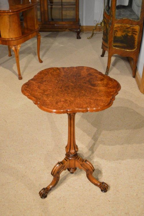 A Burr Walnut and Walnut Victorian Period Antique Wine Table