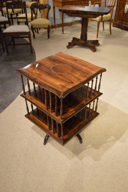 A Rosewood Edwardian Period Antique Revolving Bookcase.