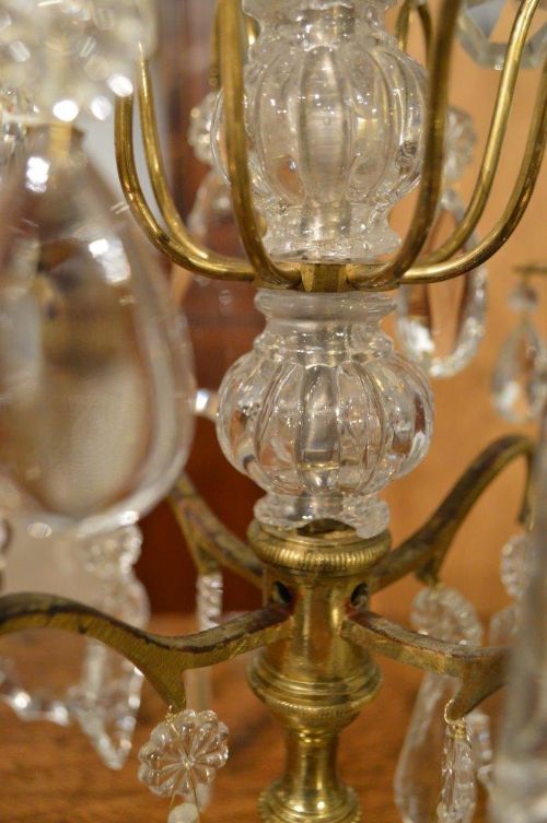 fig 1. A pair of cut glass & brass Victorian Period candelabra.