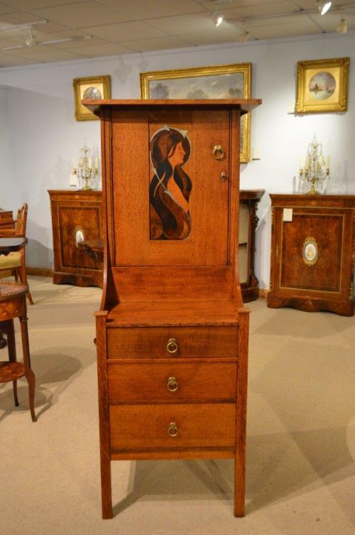 A Rare and Unusual Oak Arts & Crafts Period Cabinet Probably Designed by G.m.ellwood