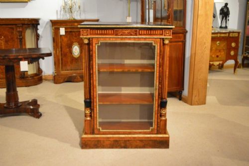 An Exhibition Quality Burr Walnut & Ormolu Mounted Victorian Period Pier Cabinet