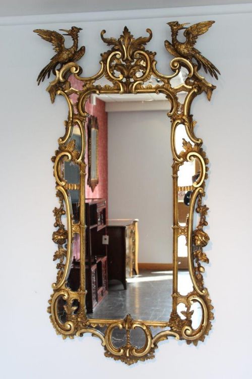 A Fine and Ornate 19th Century Gilt Wood Mirror in the Manner of Thomas Chippendale