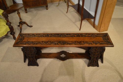 A Carved Oak Arts & Crafts Period Bench/window Seat.