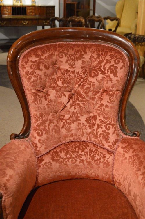 fig 1. A Good Large Pair of Mahogany Victorian Period Armchairs