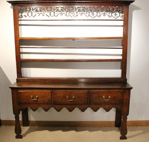 A Rare Oak George III Period "Silhouette" Dresser and Rack