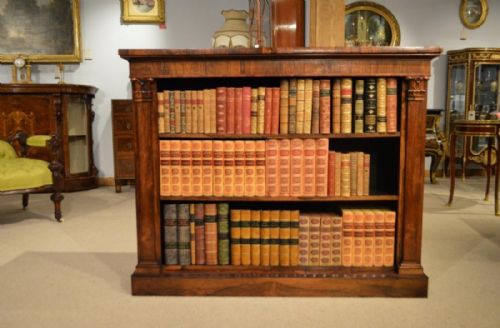 A Rosewood William IV Period Antique Open Bookcase