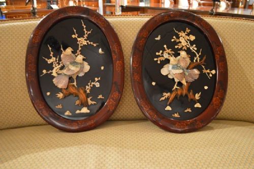 A Pair of Japanese Meiji Period On-laid Lacquered Panels