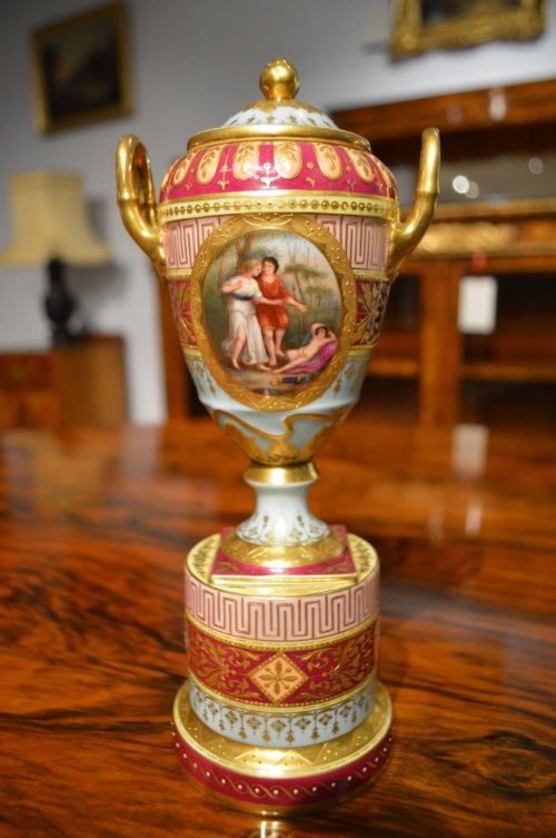 A Beautiful 19th Century Vienna Urn and Cover.