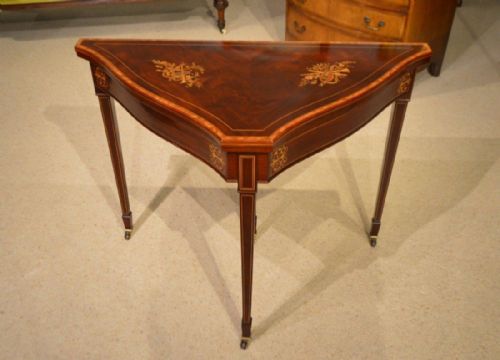 A Fine Quality & Unusual Mahogany Edwardian Period Triangular Shaped Fold Over Card Table