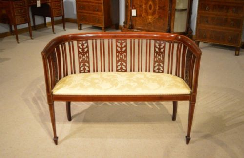 A Mahogany Inlaid Edwardian Period Inlaid Boudoir Settee
