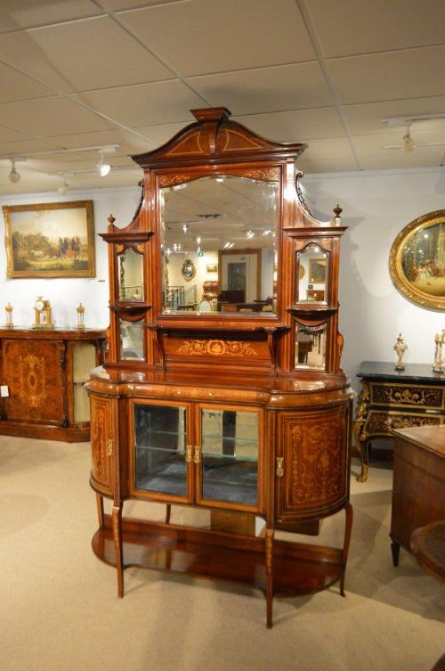 A Rosewood and Marquetry Inlaid Late Victorian Period Antique Chiffonier