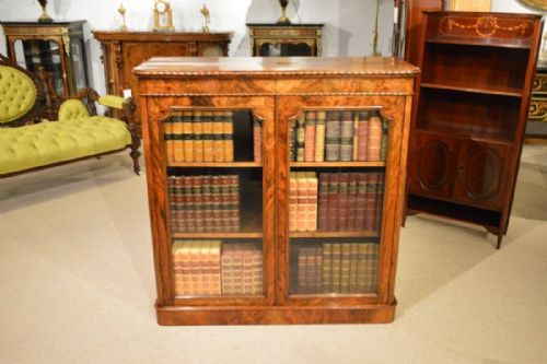 A Figured Walnut Victorian Period Two Door Bookcase