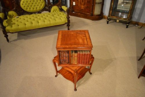 A Satinwood Edwardian Period Revolving Bookcase by James Shoolbred
