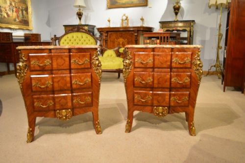 A Good Pair of Rosewood French Louis Xvi Style Three Drawer Chests