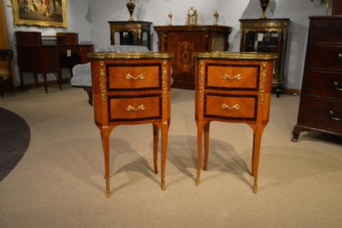 A Fine Pair of Late 19th Century French Kidney Shaped Inlaid Side Tables