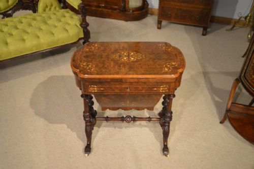 A Beautiful Burr Walnut & Marquetry Inlaid Victorian Period Fold Over Games Table