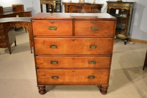 A Mahogany 19th Century Antique Brass Bound Military Chest.