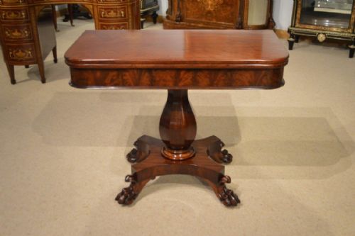 A Mahogany William IV Period Turnover Tea Table.
