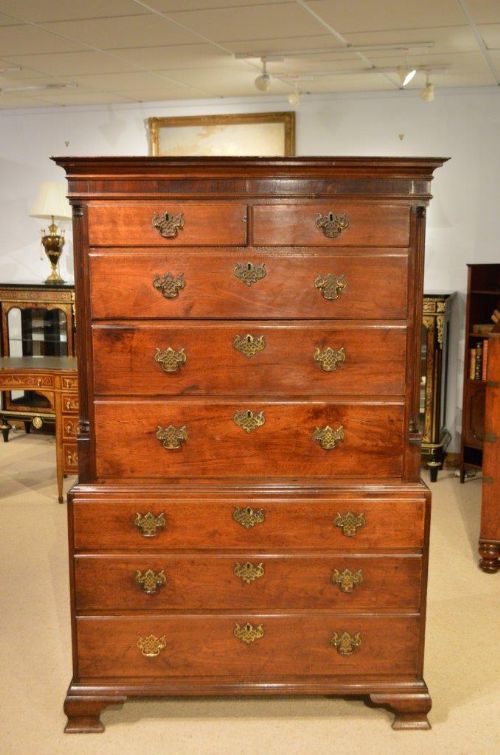 A Good Red Walnut George III Period Antique Chest on Chest