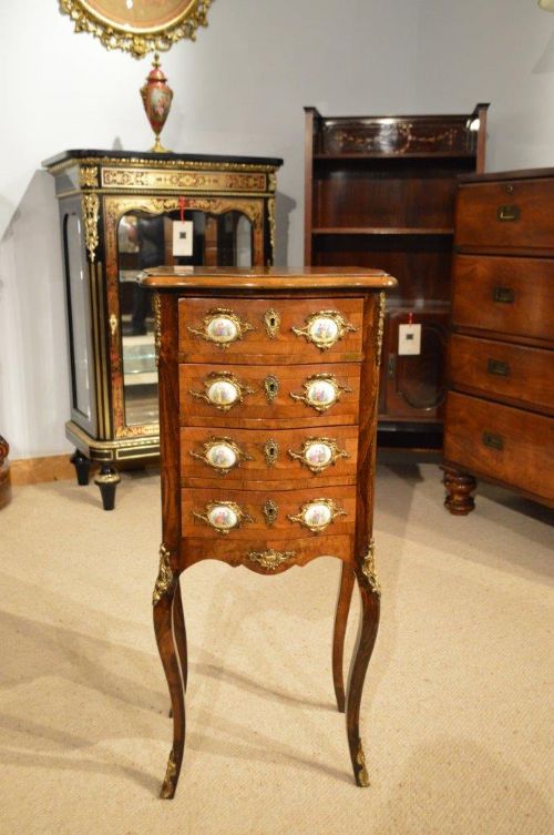 A Burr Walnut & Walnut French Four Drawer Serpentine Chest