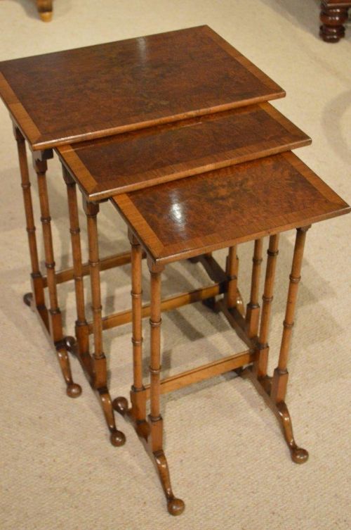 A Walnut & Burr Walnut Antique Nest of Tables.