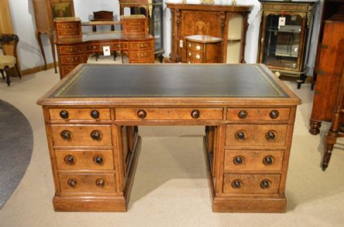 A Good Oak Victorian Period Antique Partners Desk