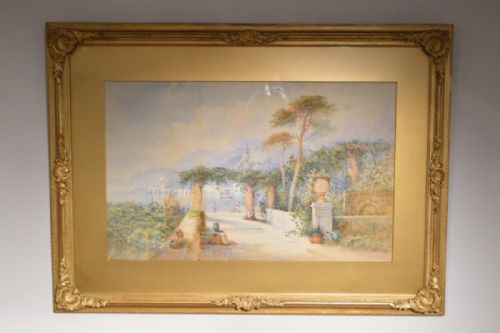 An Edwardian Period Italian Harbour Water Colour by Edwin St. John