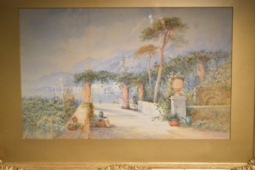 fig 1. An Edwardian Period Italian Harbour water colour By Edwin St. John