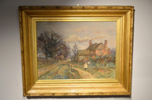 An Edwardian Period Watercolour by Sidney Grant Rowe "In the Village Witley"