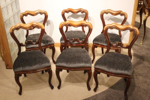 A Good Set of 6 Mahogany Victorian Period Antique Dining Chairs.
