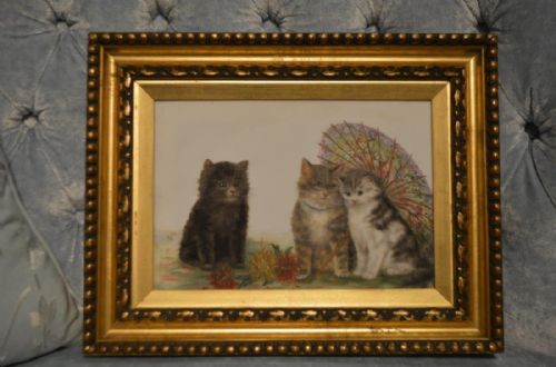 A Small Oil Painting of Kittens by Bessie Bamber