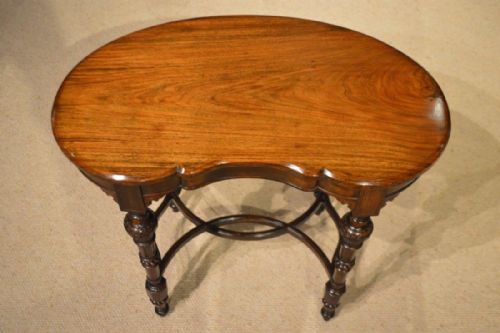 A Solid Rosewood Victorian Period Kidney Shaped Occasional Table.