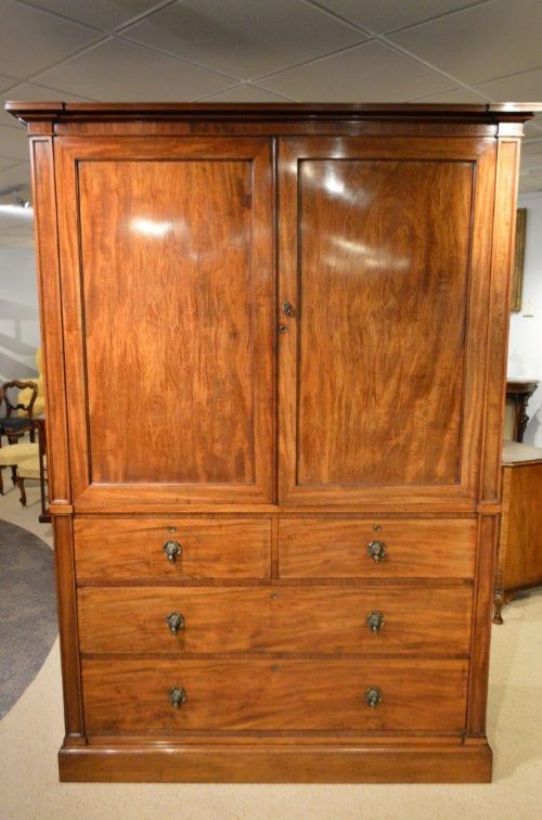 A Mahogany Late Regency/william IV Period Antique Linen Press/wardrobe