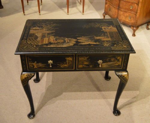 A Chinoiserie Edwardian Period Lacquered Side Table.