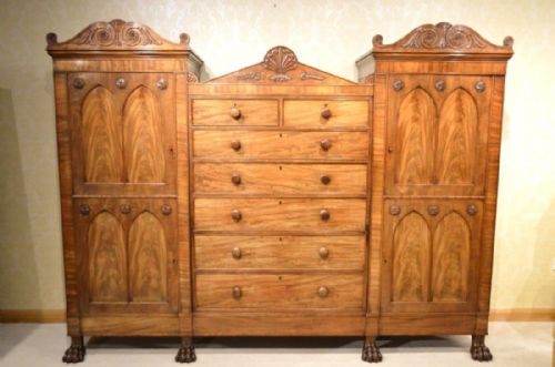 A Fine & Rare Mahogany Regency Period "Sentry" Box Combination Wardrobe in the Manner of Thomas Hope