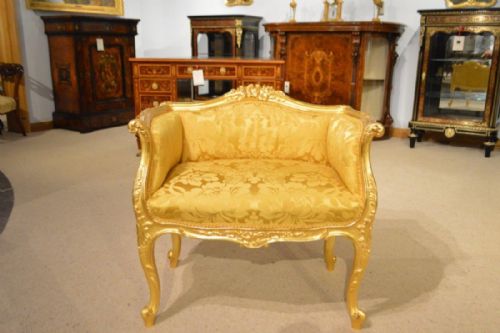 A Beautiful Carved Gilt Wood Louis Xvi Style Seat.