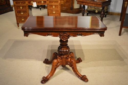 A Rosewood Early Victorian Period Fold Over Tea Table