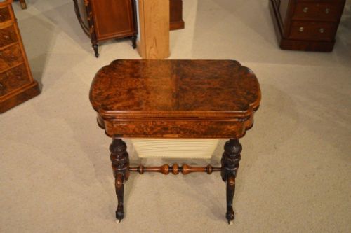 A Burr Walnut  Victorian Period Burr Antique Work Table.