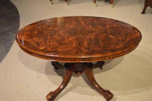 A Burr Walnut Victorian Period Antique Coffee Table.
