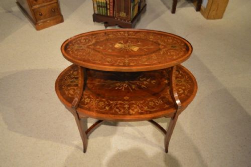 A Mahogany & Marquetry Inlaid Edwardian Period Two Tier Etagere