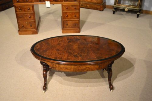 A Burr Walnut Victorian Period Antique Coffee Table