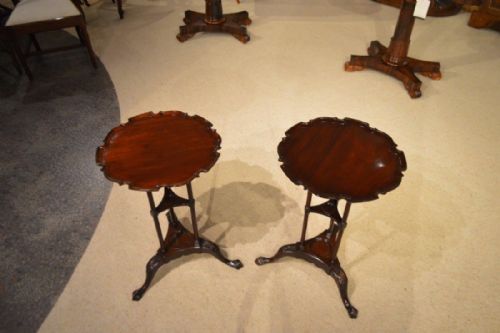 A Fine Pair of Mahogany Edwardian Period Chippendale Style Wine Tables.