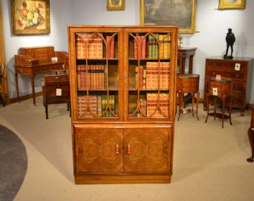A Beautiful Burr Walnut & Walnut Art Deco Period Bookcase