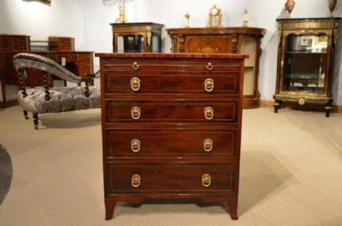 A Beautiful Mahogany Inlaid Edwardian Period Antique Bachelors Chest