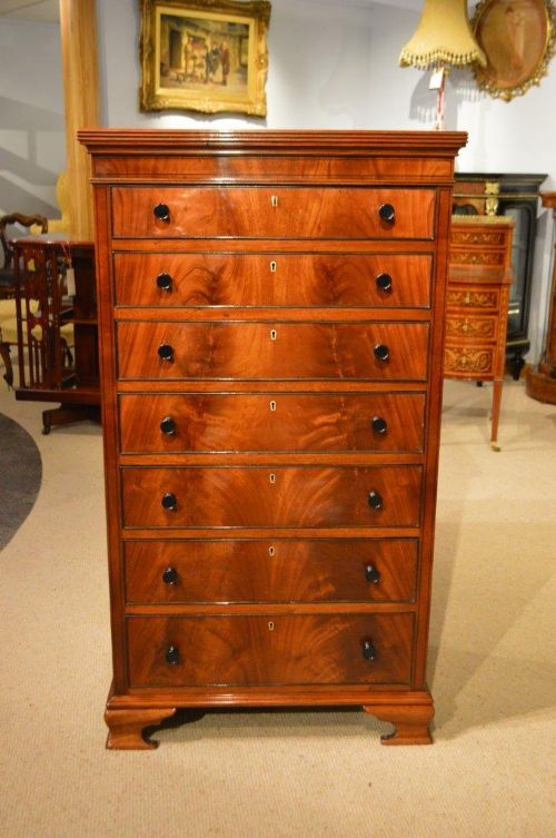 A Fine Quality Mahogany Edwardian Period Antique Wellington Chest by Maple & Co of London