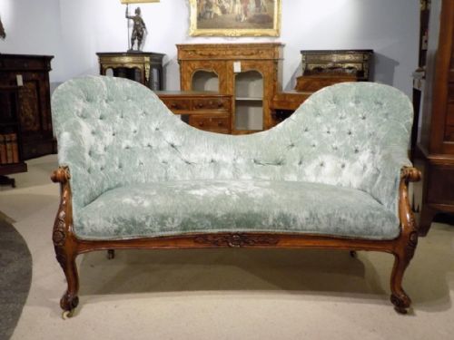 fig 1. A walnut Victorian Period antique chaise longue