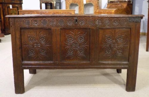An Oak Late 17th Century Three Panel Coffer.
