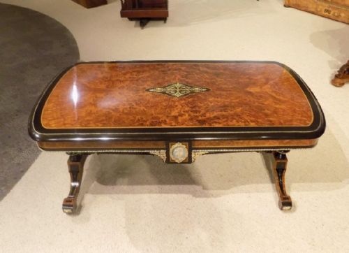 A Stunning Quality Thuya, Ebony & Marquetry Inlaid Victorian Period Antique Coffee Table