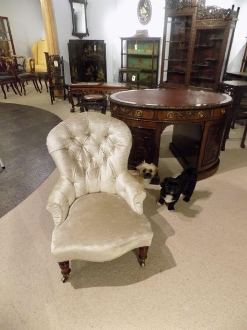 fig 1. A Victorian Period Deep buttoned nursing chair by Gillows Of Lancaster.