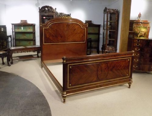 A Superb French 19th Century Figured Mahogany and Ormolu Mounted Antique Kingsize Bed